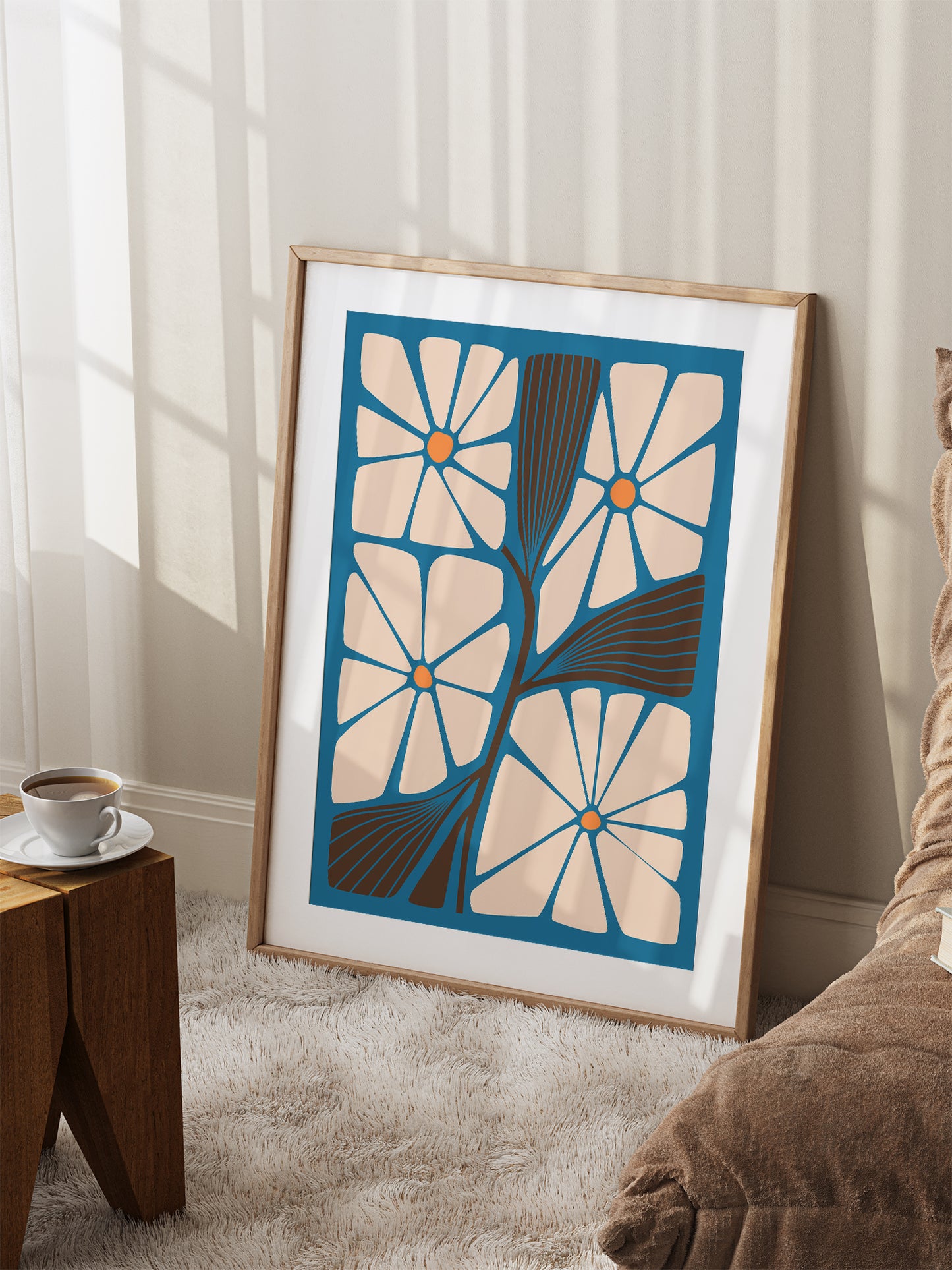 Blue And Cream Flower Poster