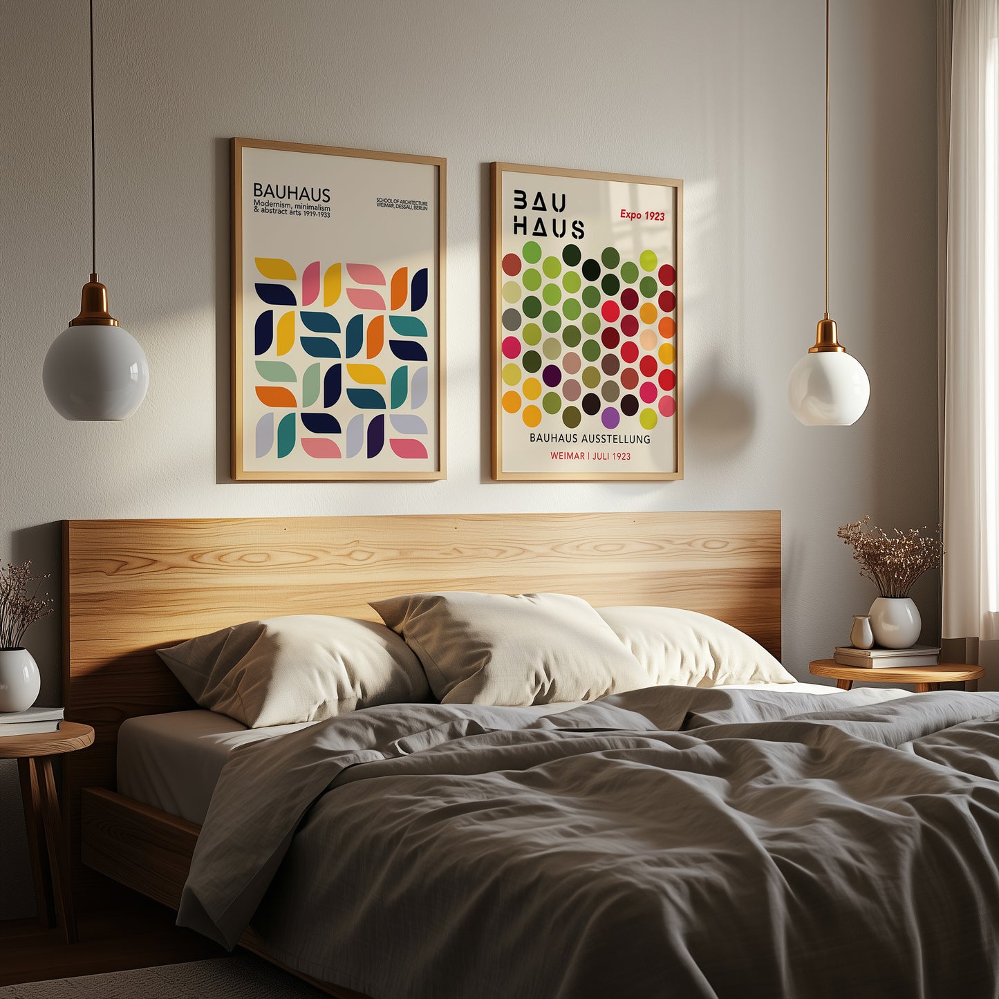 Set Of 2 Colourful Bauhaus Prints | Unframed Mid Century Modern Decor