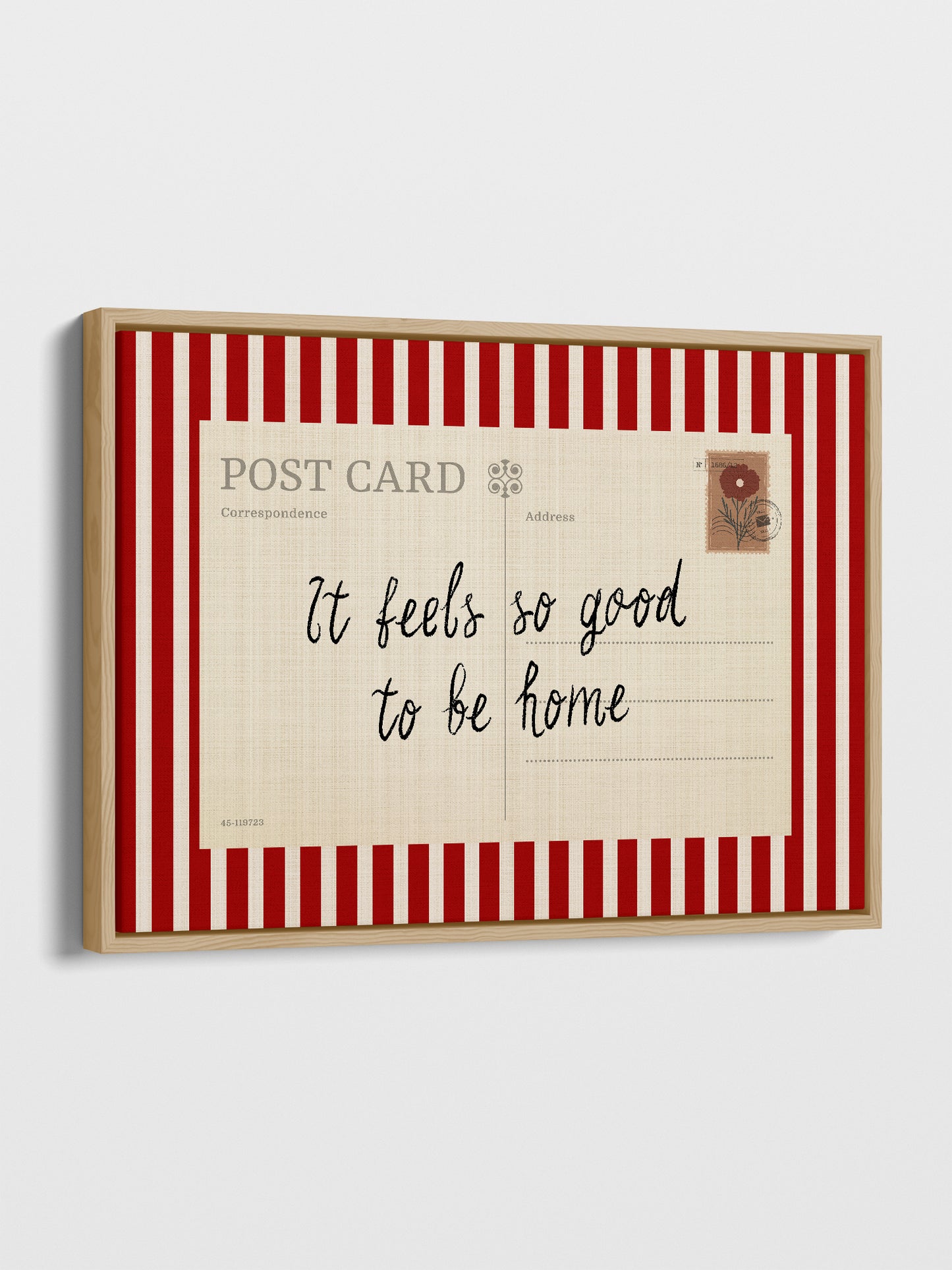 Striped Postcard Framed Canvas