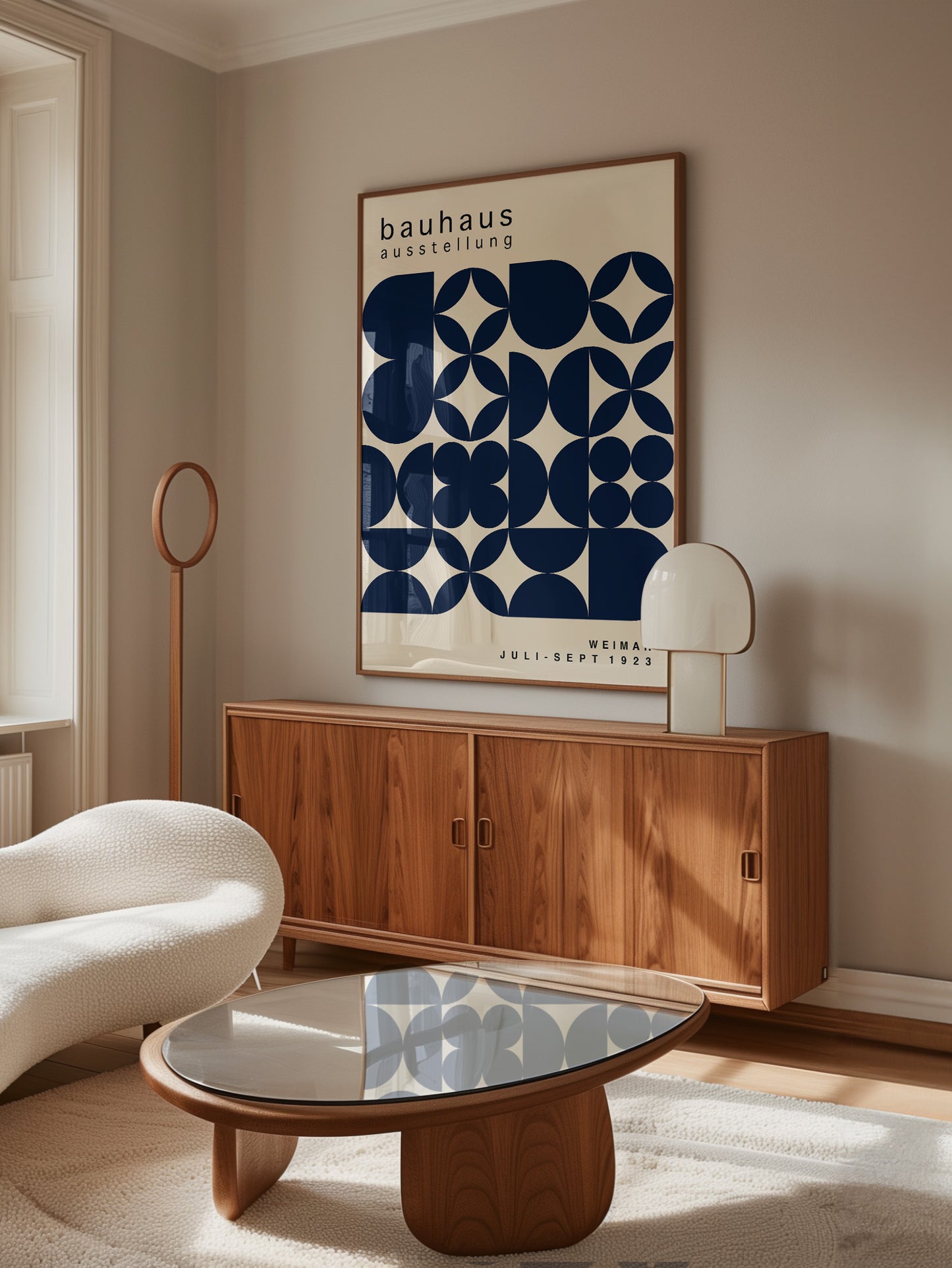 Navy Blue Geometric Bauhaus Print
