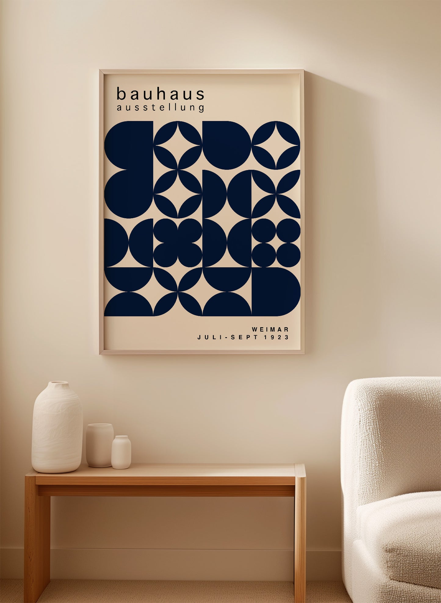 Navy Blue Geometric Bauhaus Print