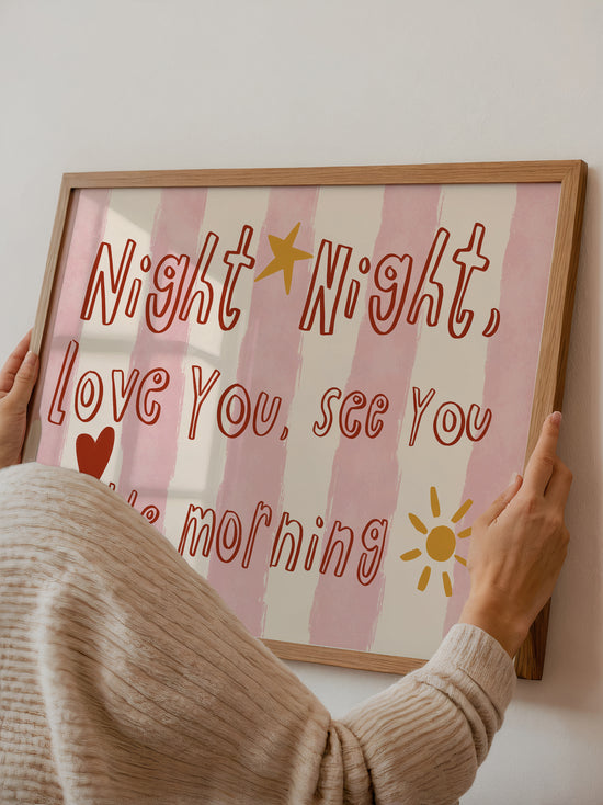 Night Night Love You Print | Pink