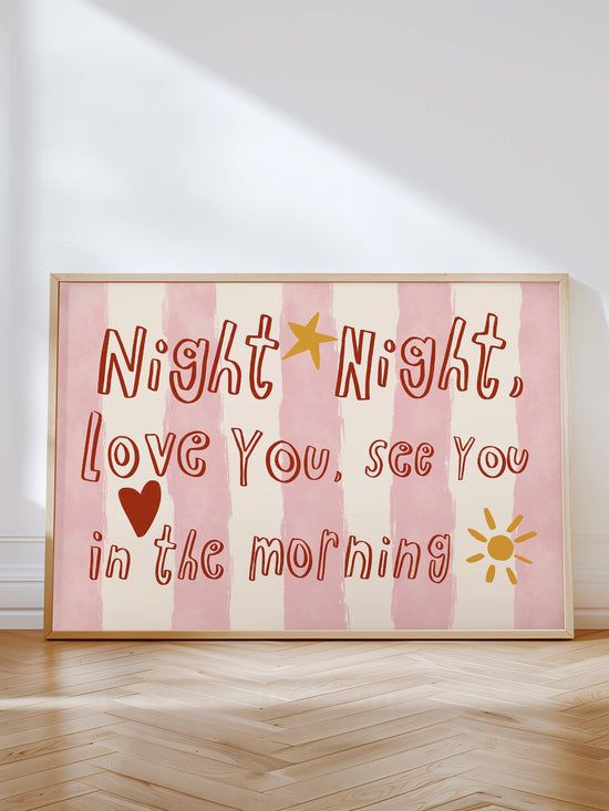 Night Night Love You Print | Pink