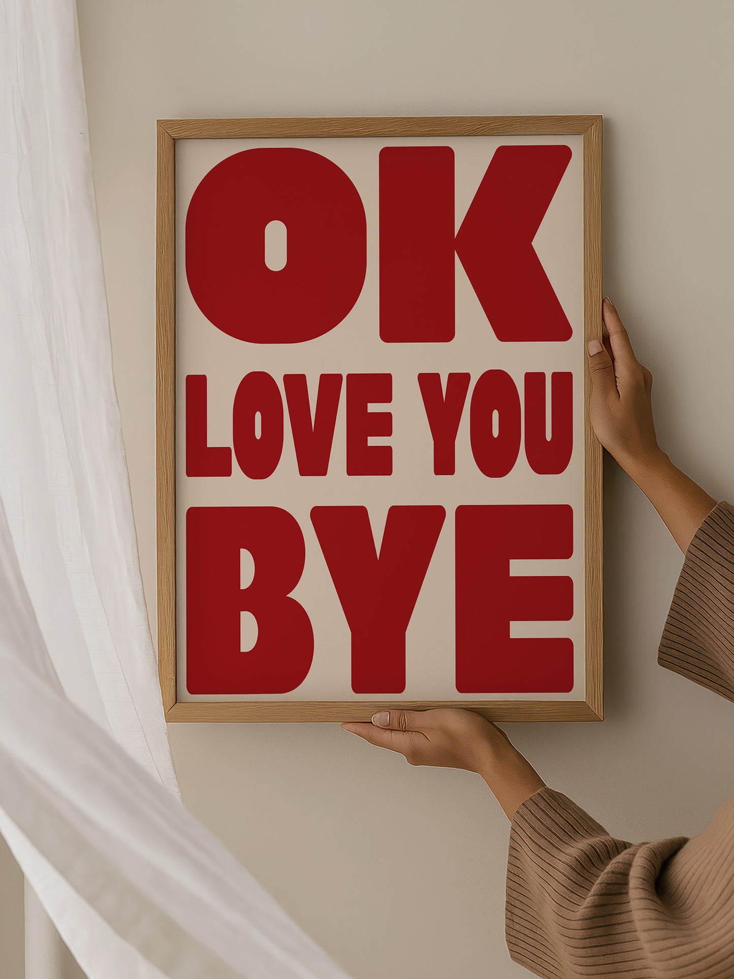 OK Love You Bye Print - Red