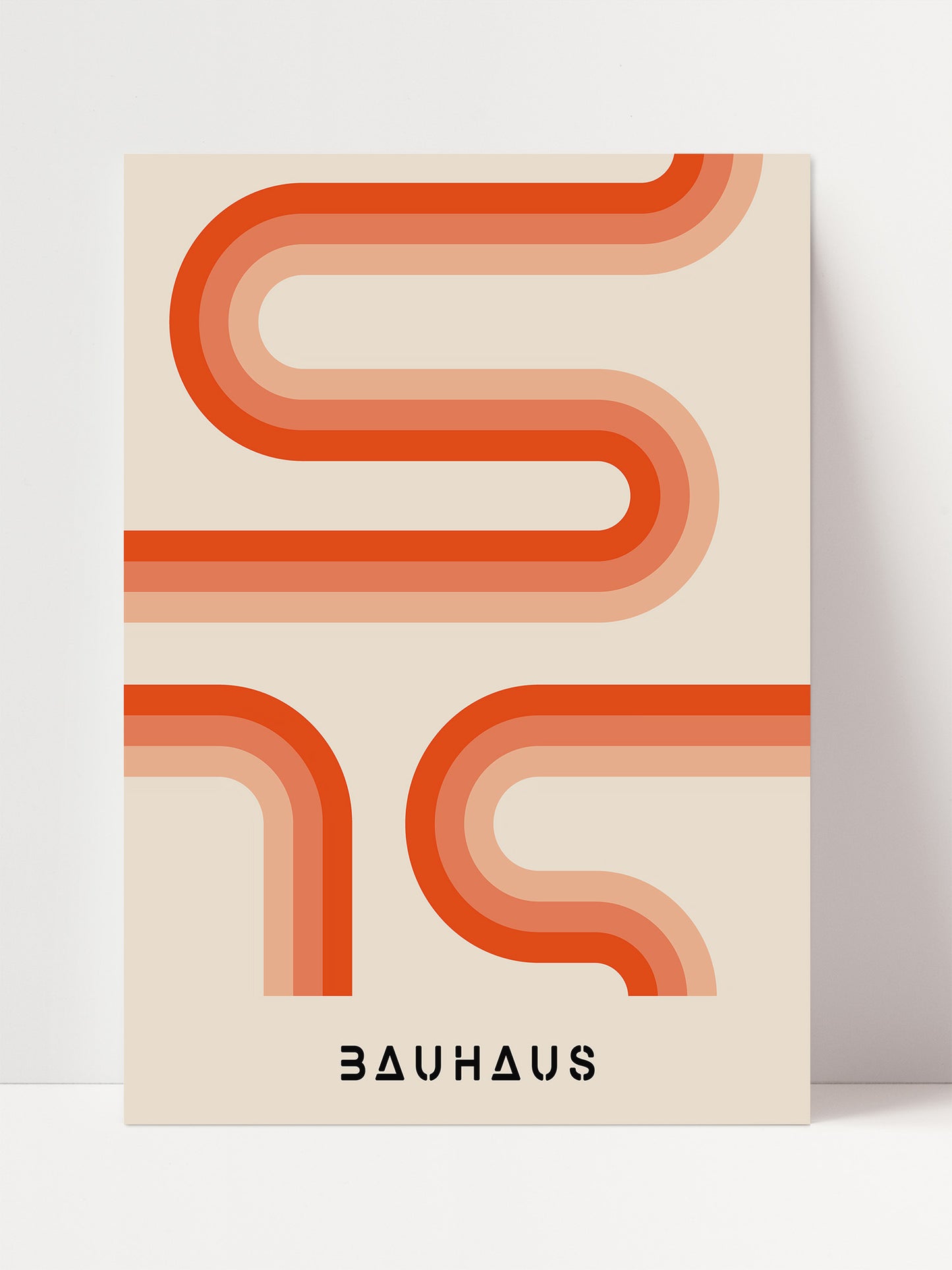 Gradient Orange Stripes Bauhaus Wall Art Poster | Unframed Print