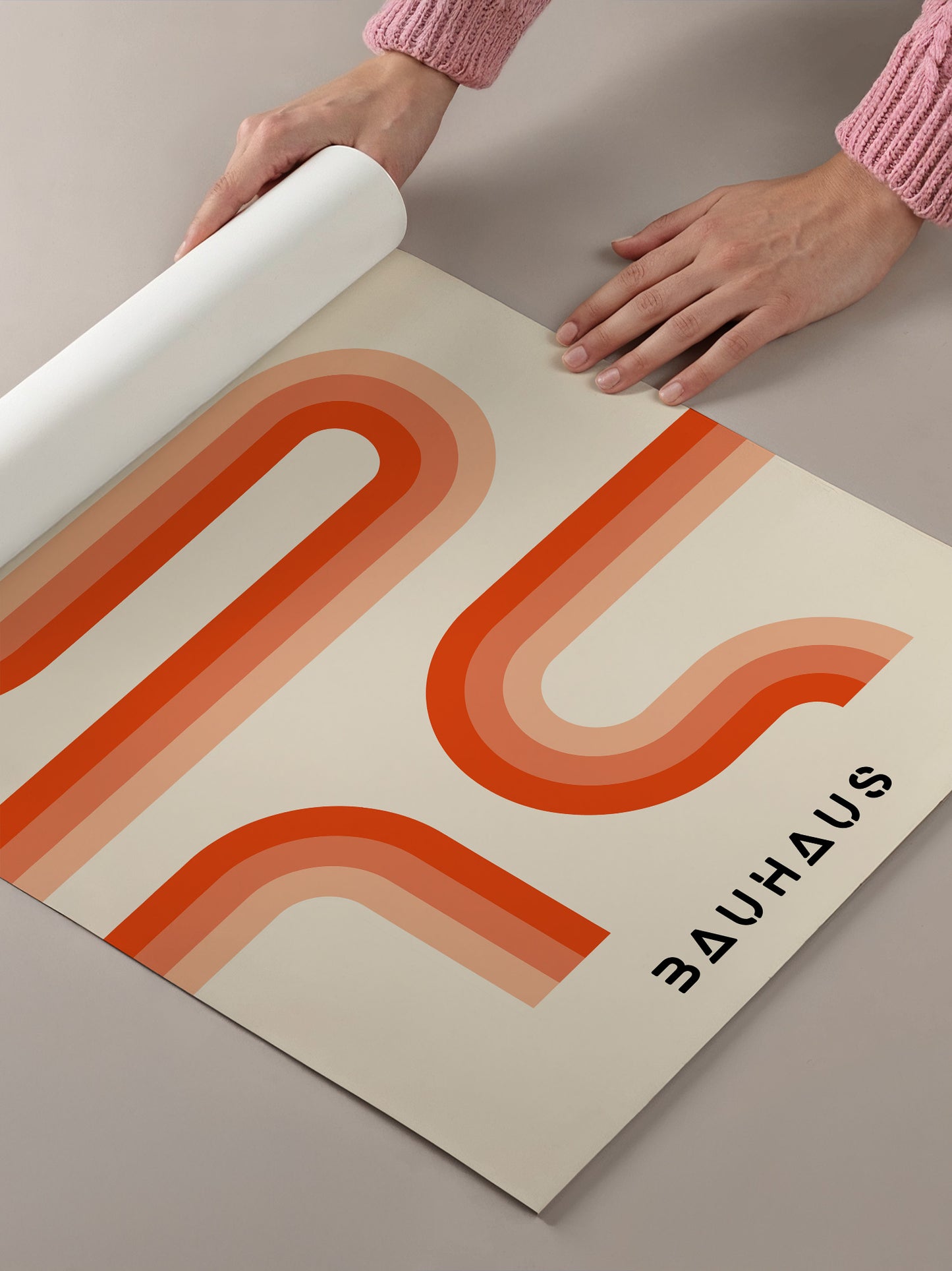 Gradient Orange Stripes Bauhaus Wall Art Poster | Unframed Print