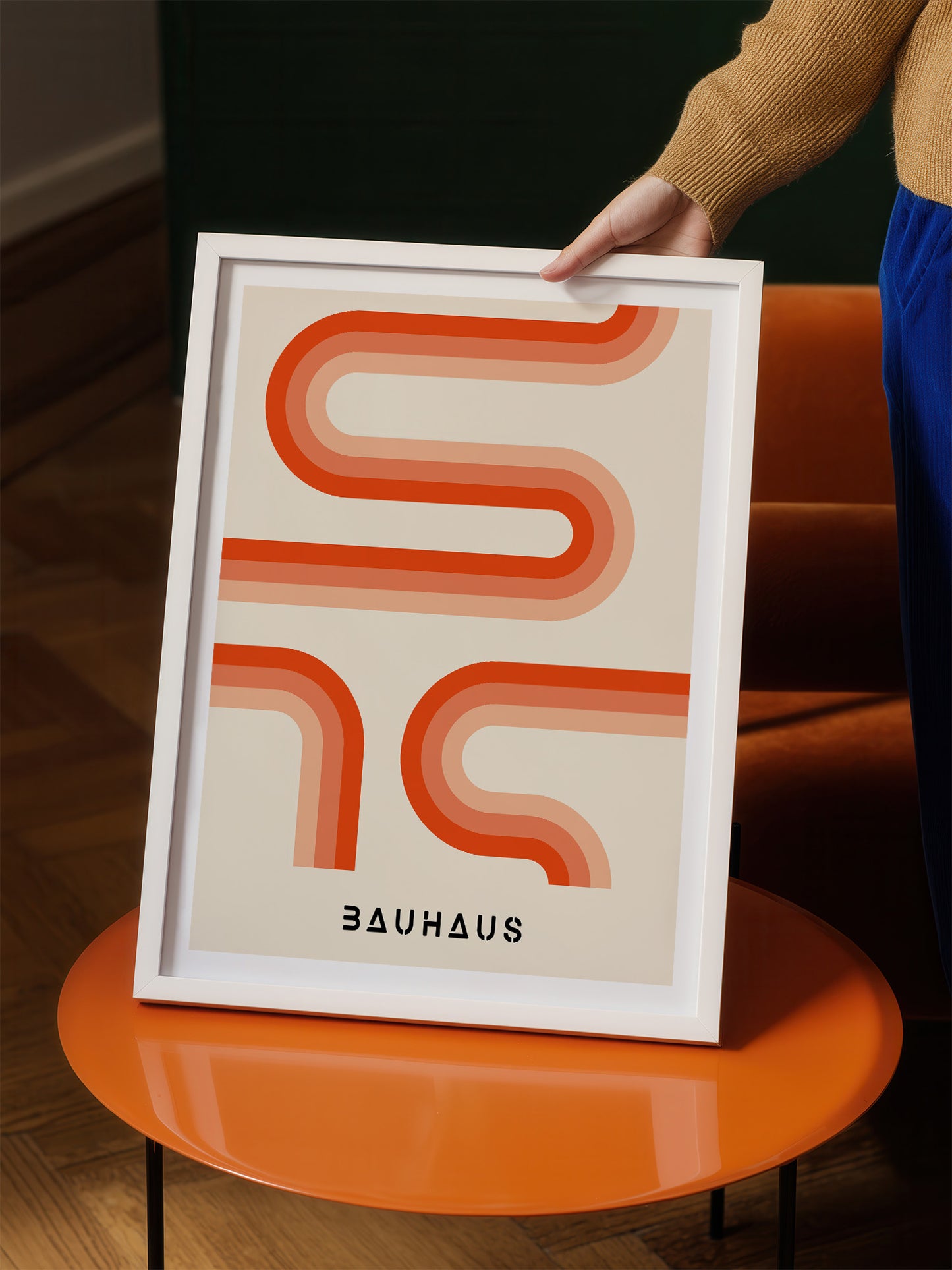 Gradient Orange Stripes Bauhaus Wall Art Poster | Unframed Print
