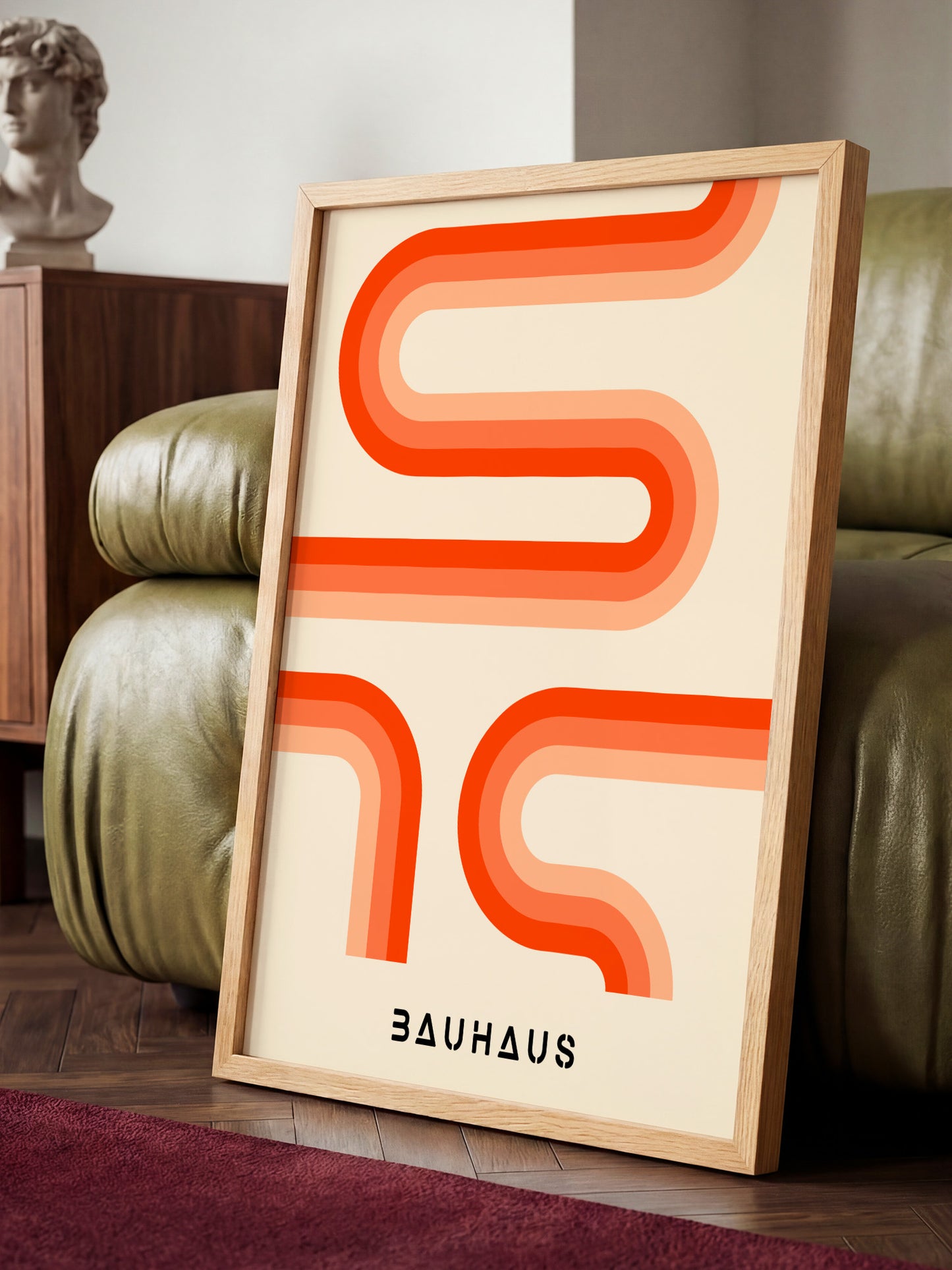 Gradient Orange Stripes Bauhaus Wall Art Poster | Unframed Print