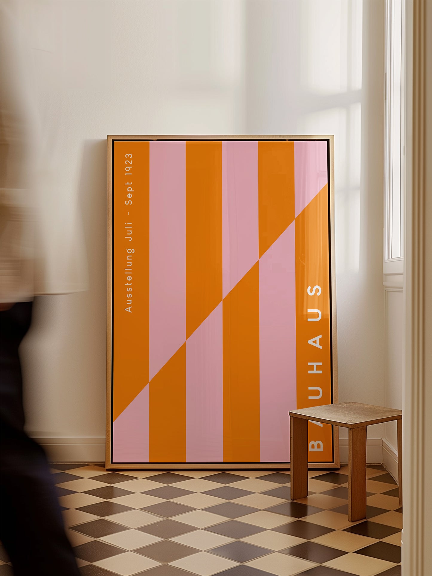 Pink And Orange Stripes Bauhaus