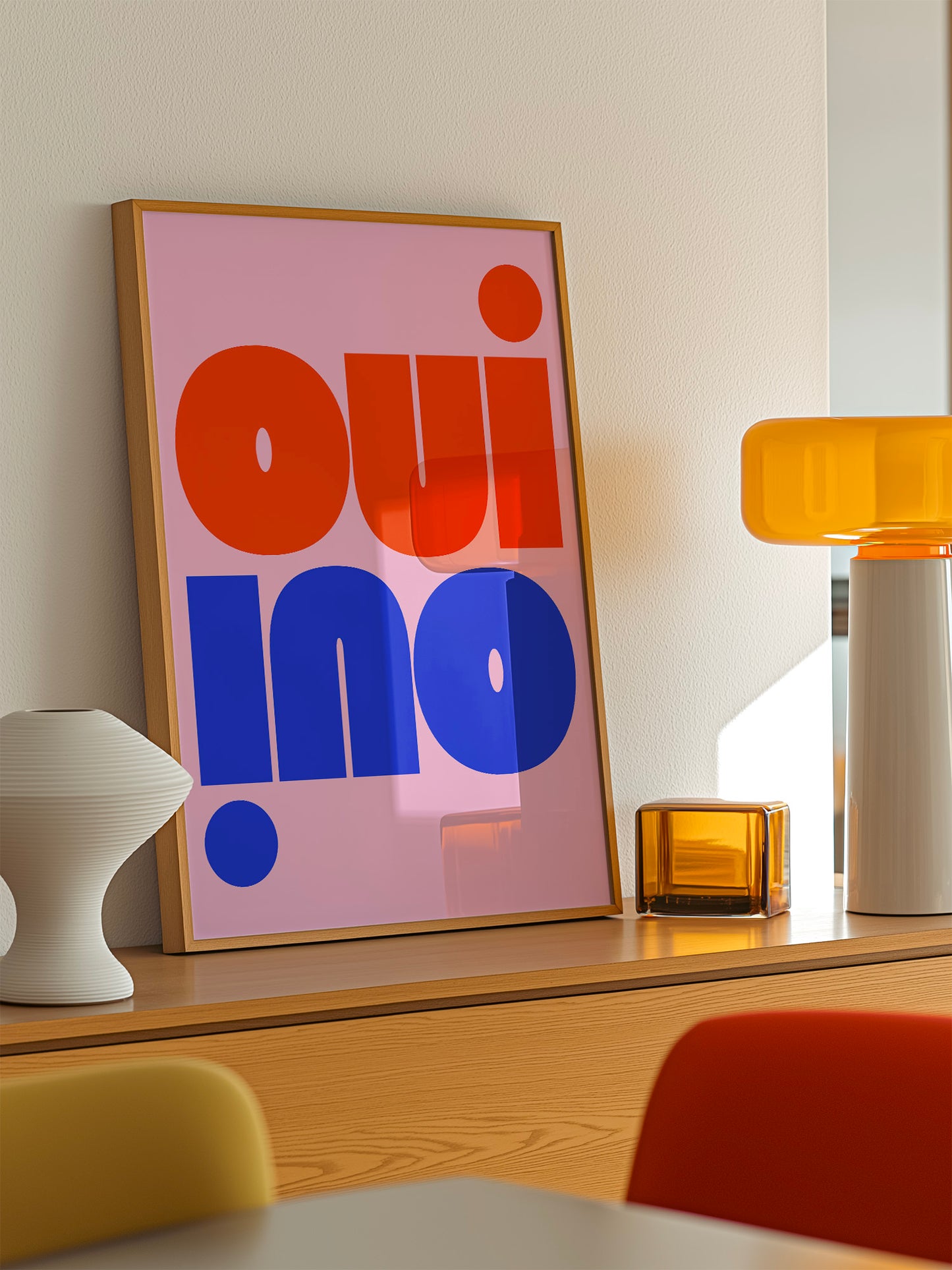 Oui Oui Print, Pink, Red And Blue | Download