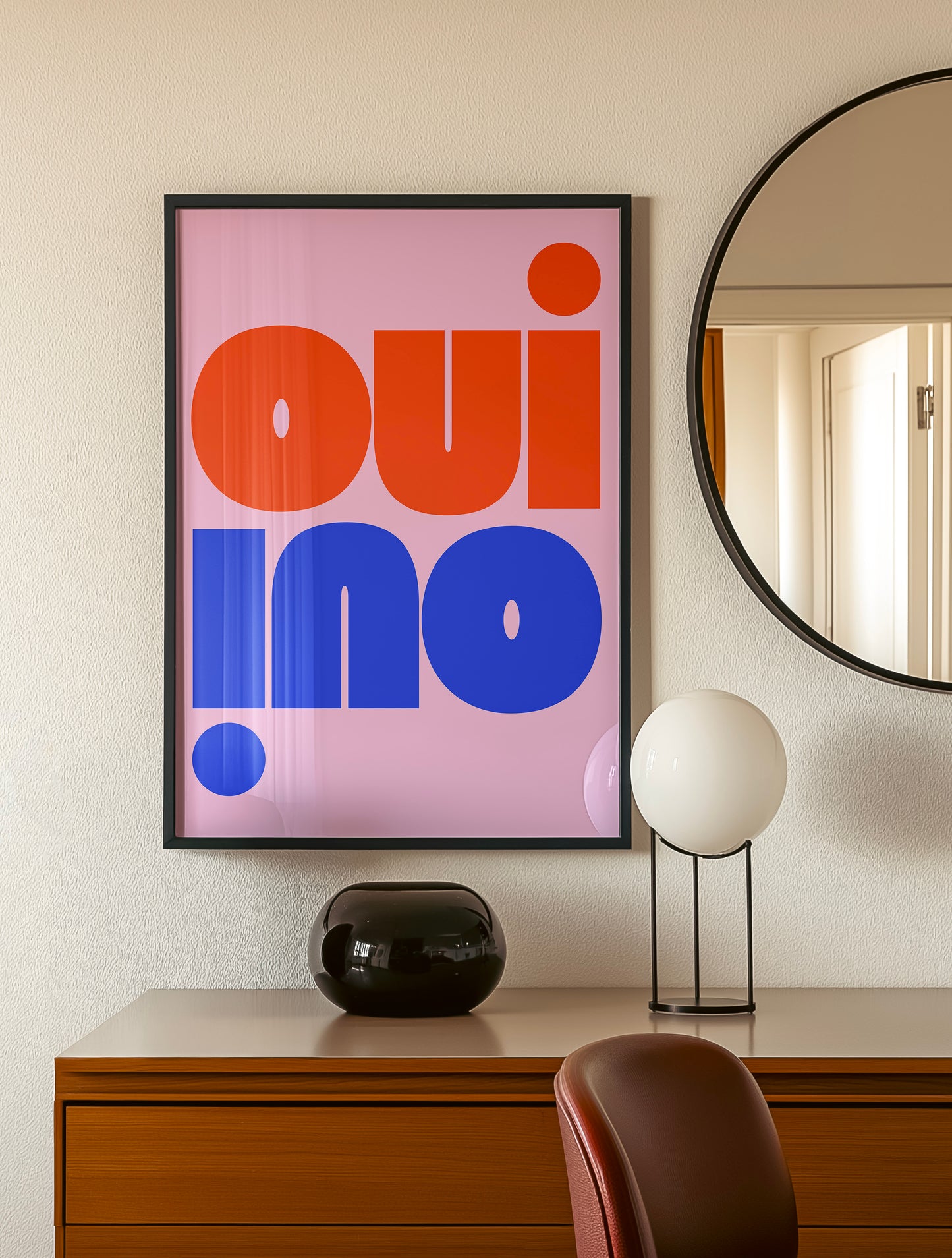 Oui Oui Print, Pink, Red And Blue | Download