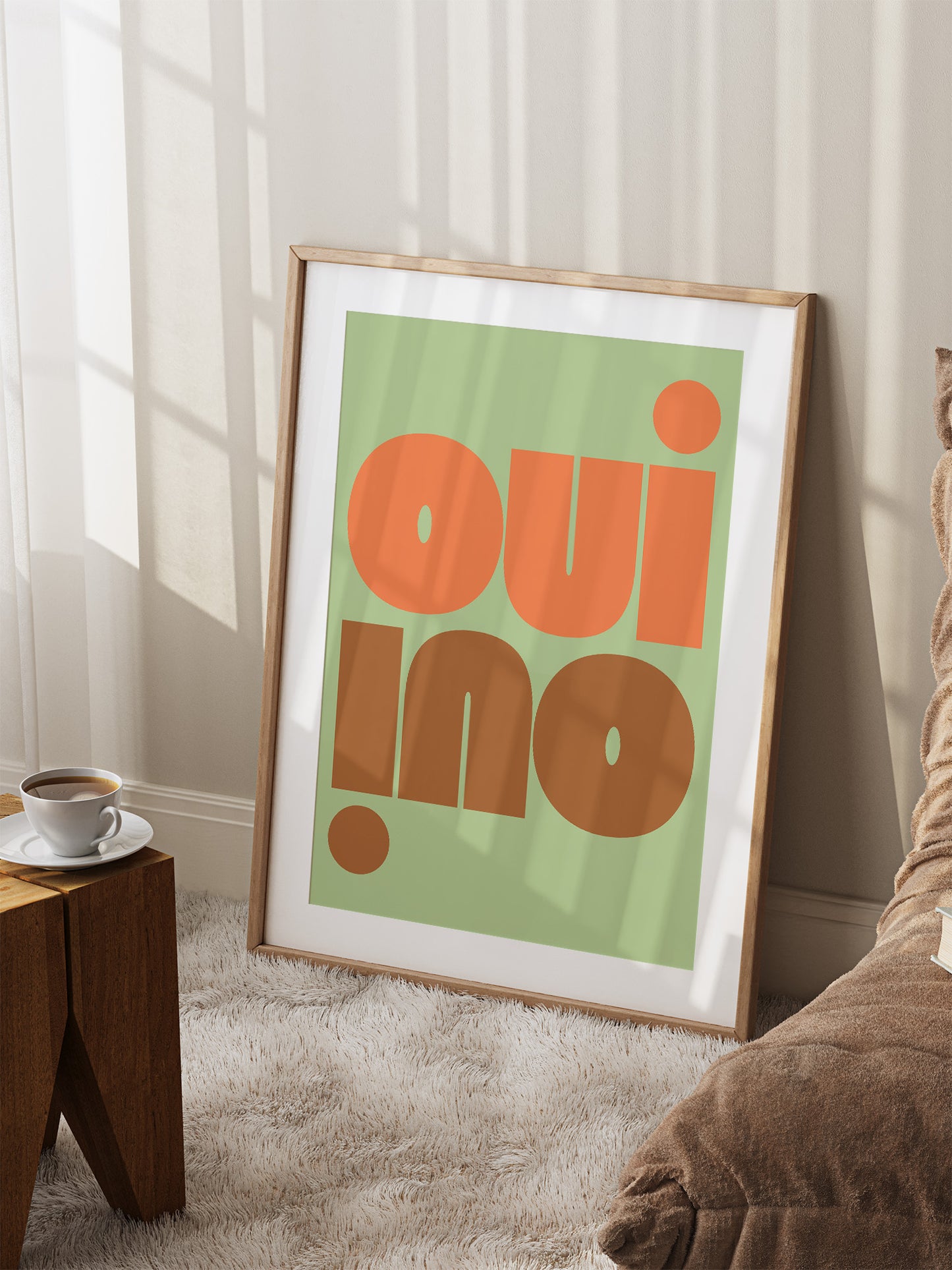 Oui Oui Print, Mint Green, Orange, Brown | Download