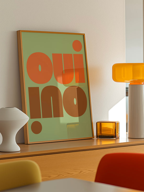 Oui Oui Print, Mint Green, Orange, Brown | Download