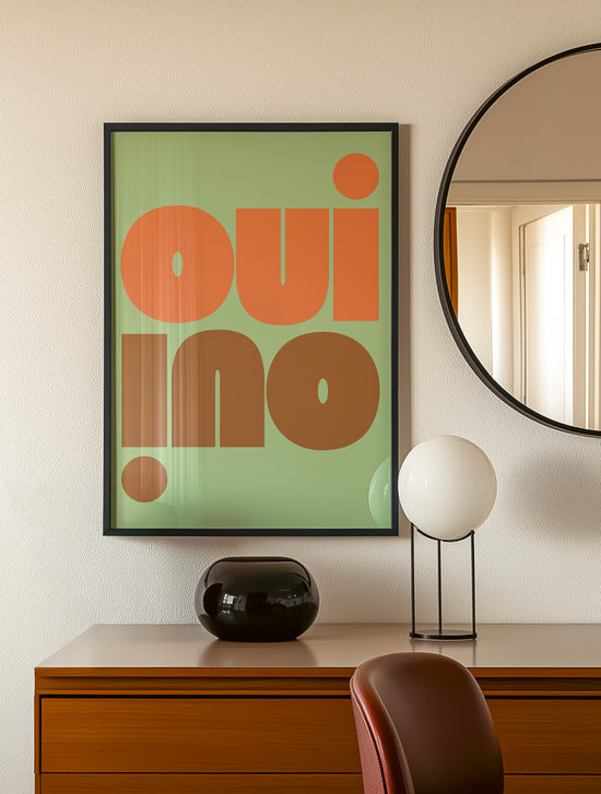 Oui Oui Print, Mint Green, Orange, Brown | Download