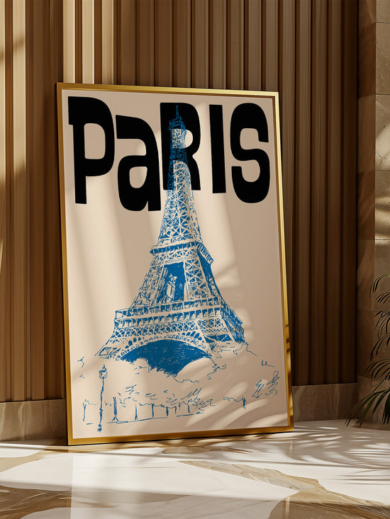 Paris Travel Poster | Blue And Black