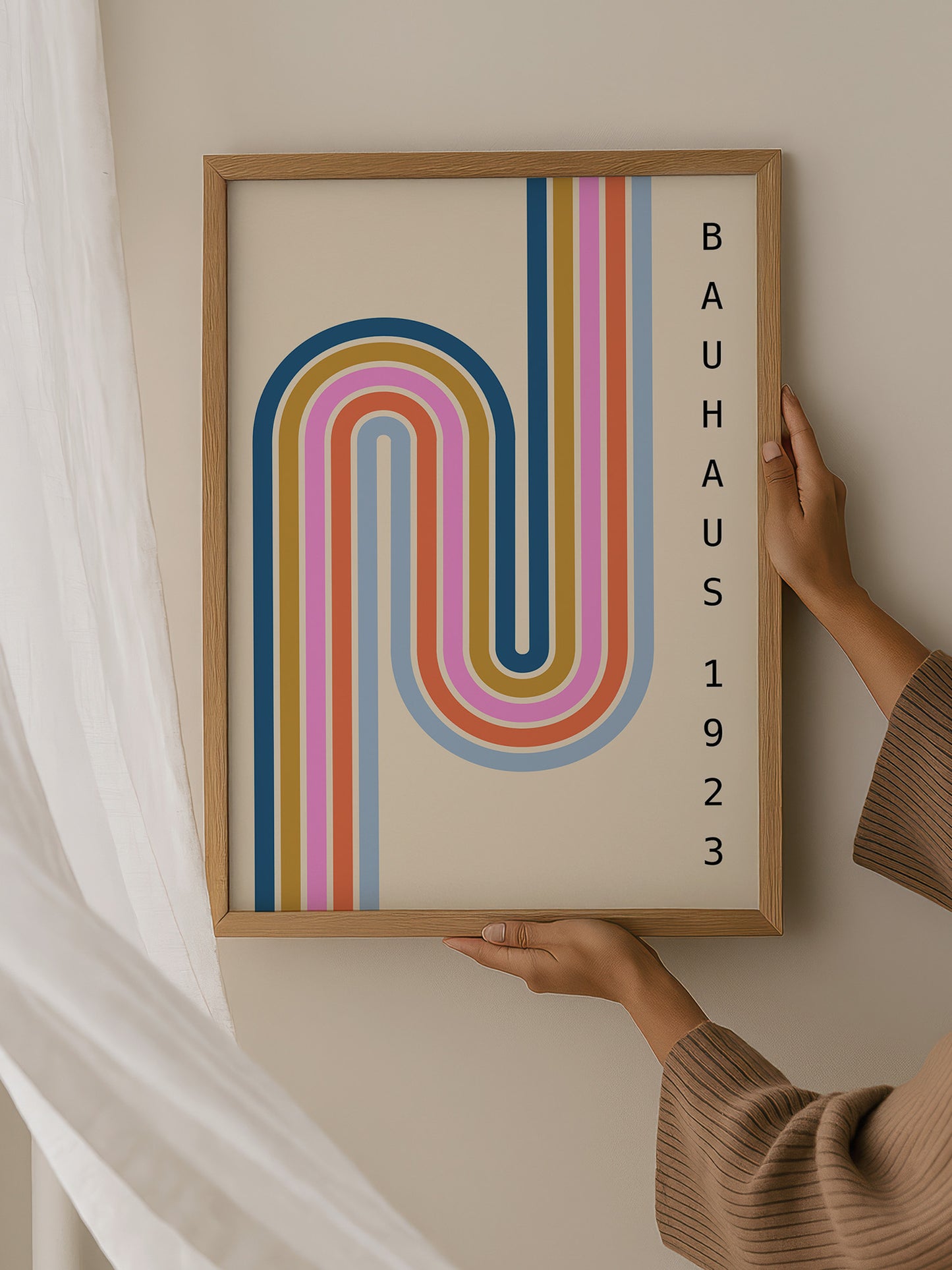 Pastel Bauhaus Geometric Stripes Poster