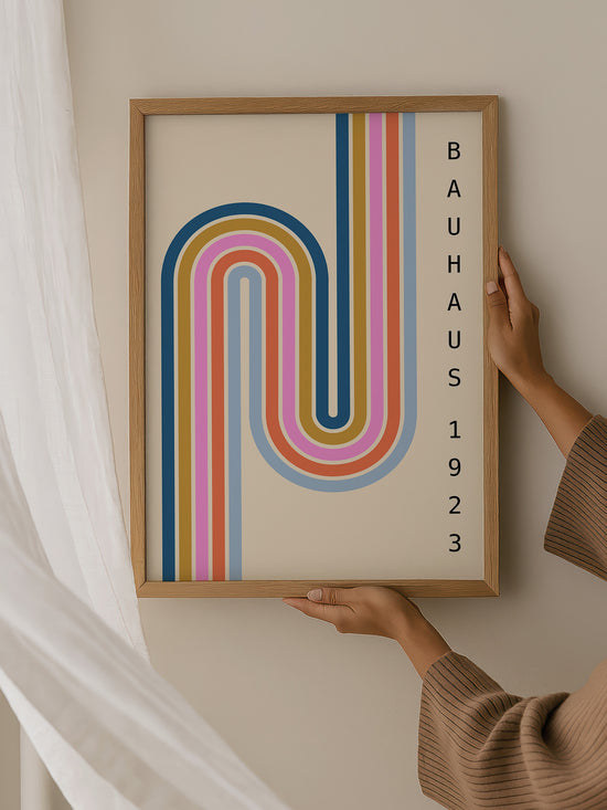 Pastel Bauhaus Geometric Stripes Poster