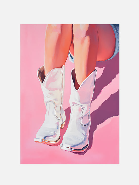 White Cowgirl Boots Print | Digital Download