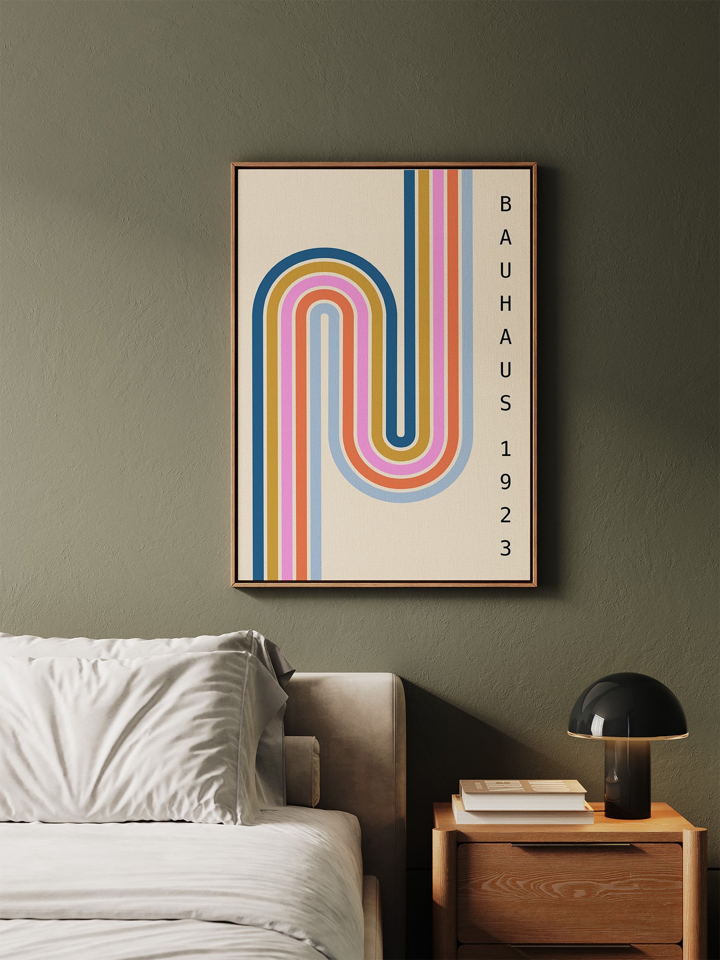 Pastel Stripes Bauhaus Framed Canvas