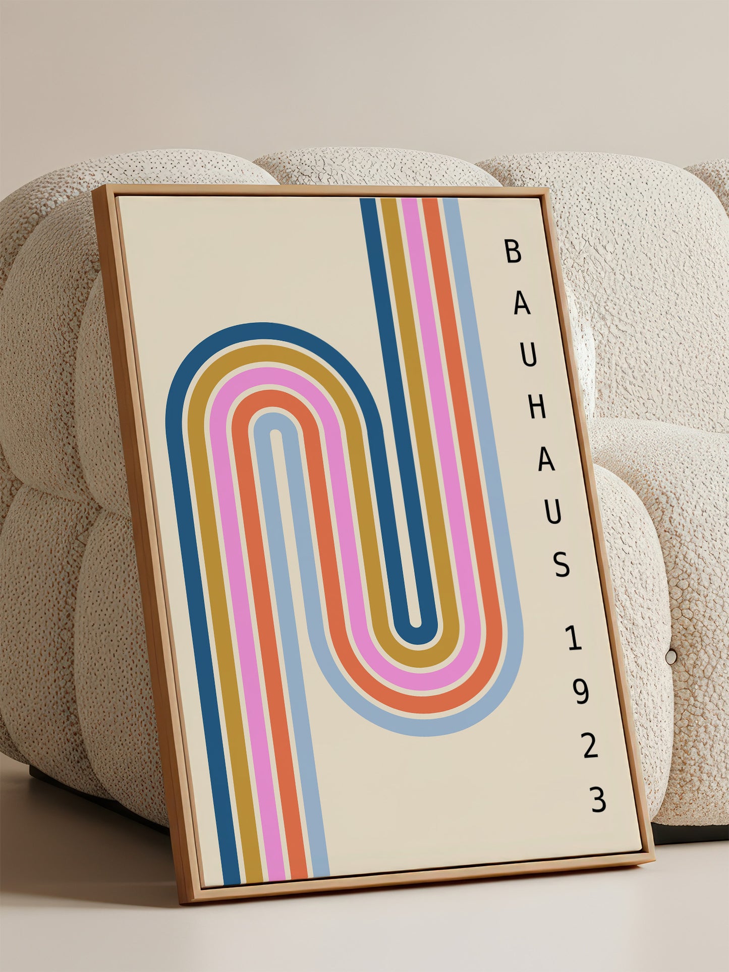 Pastel Stripes Bauhaus Framed Canvas