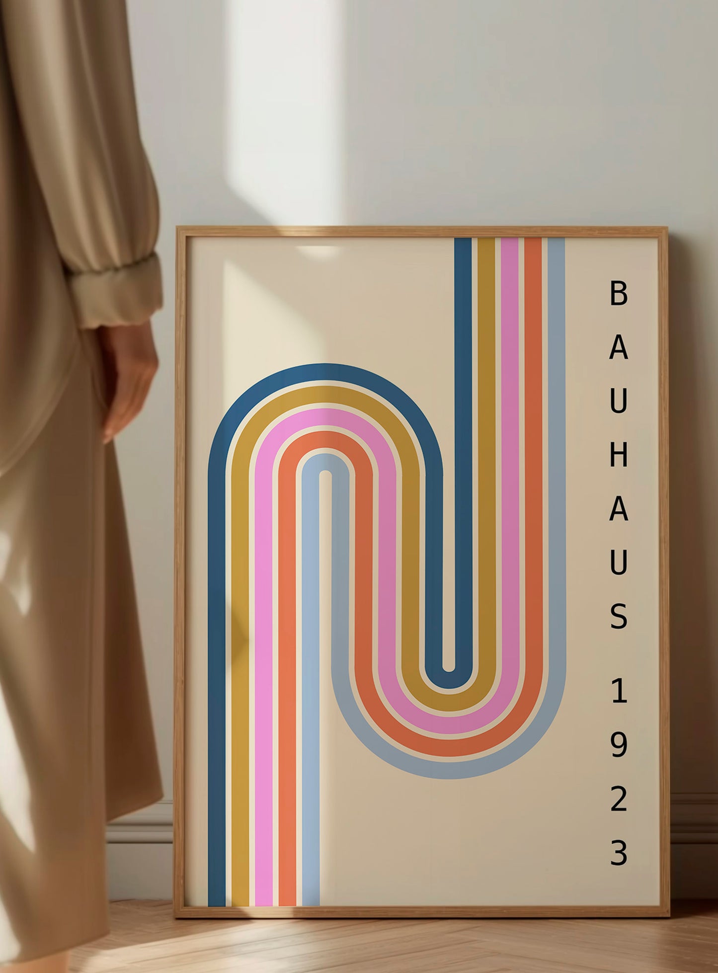 Set Of 2 Geometric Bauhaus Poster | Unframed Pastel Wall Art