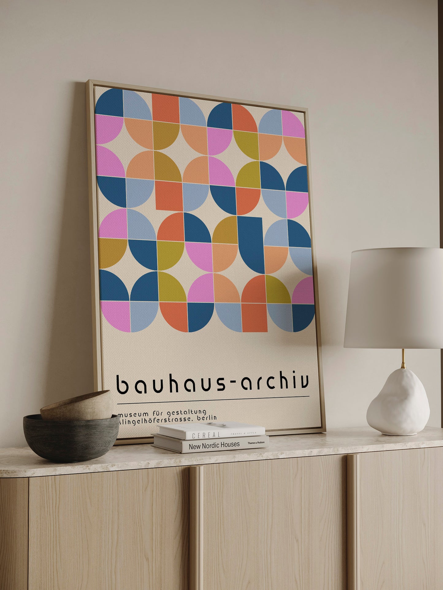 Pastel Geometric Bauhaus Framed Canvas
