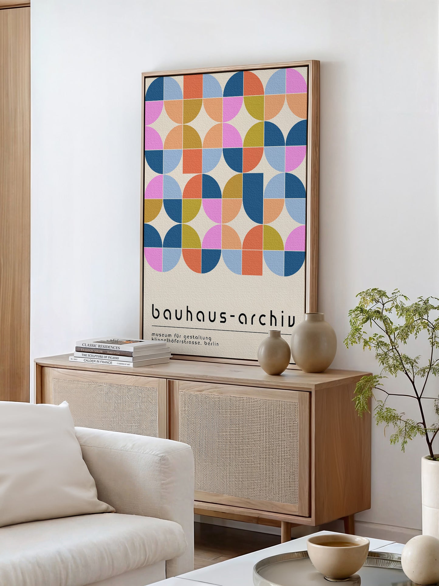 Pastel Geometric Bauhaus Framed Canvas