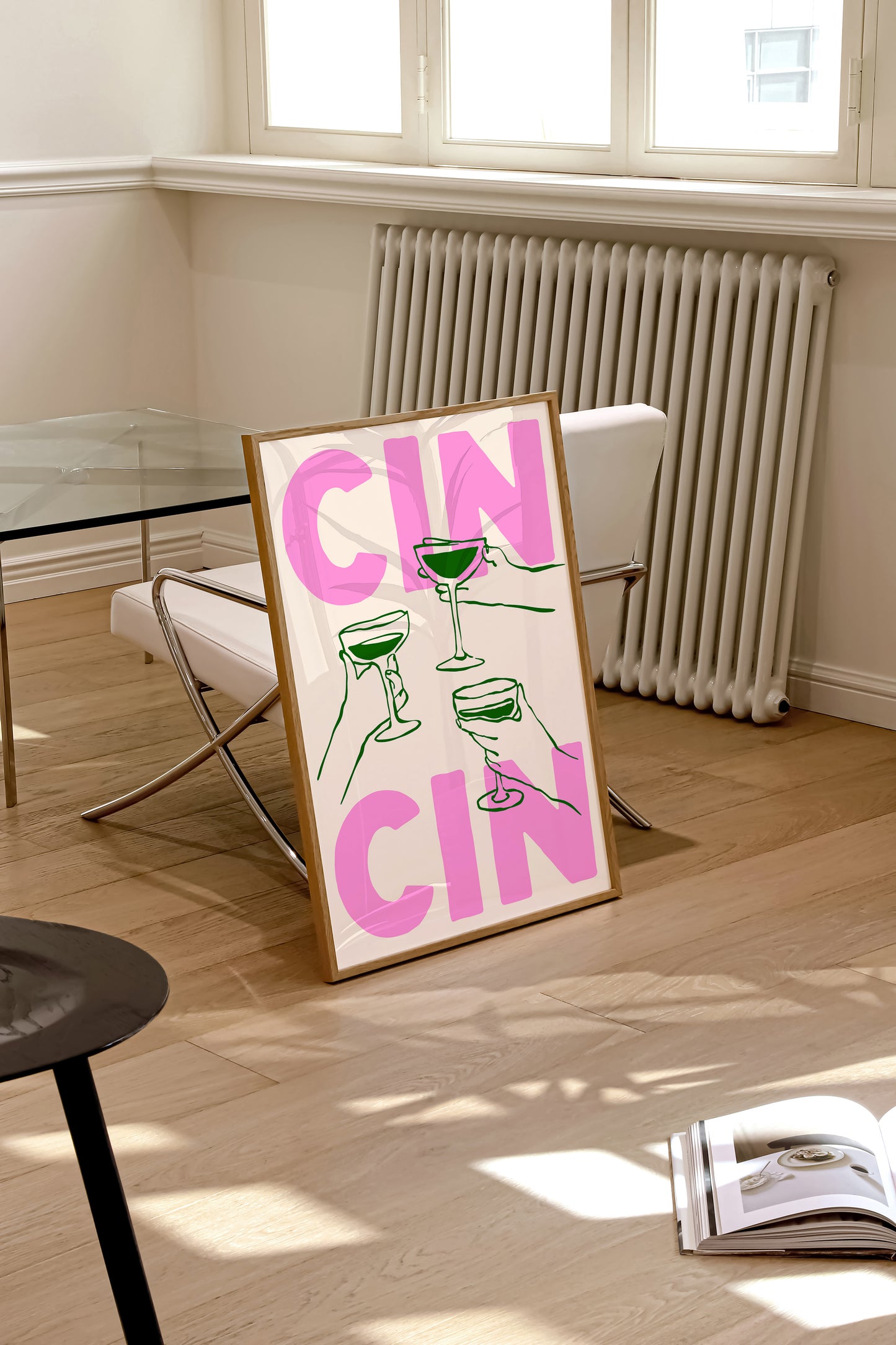 Retro Cin Cin Poster | Pink And Green