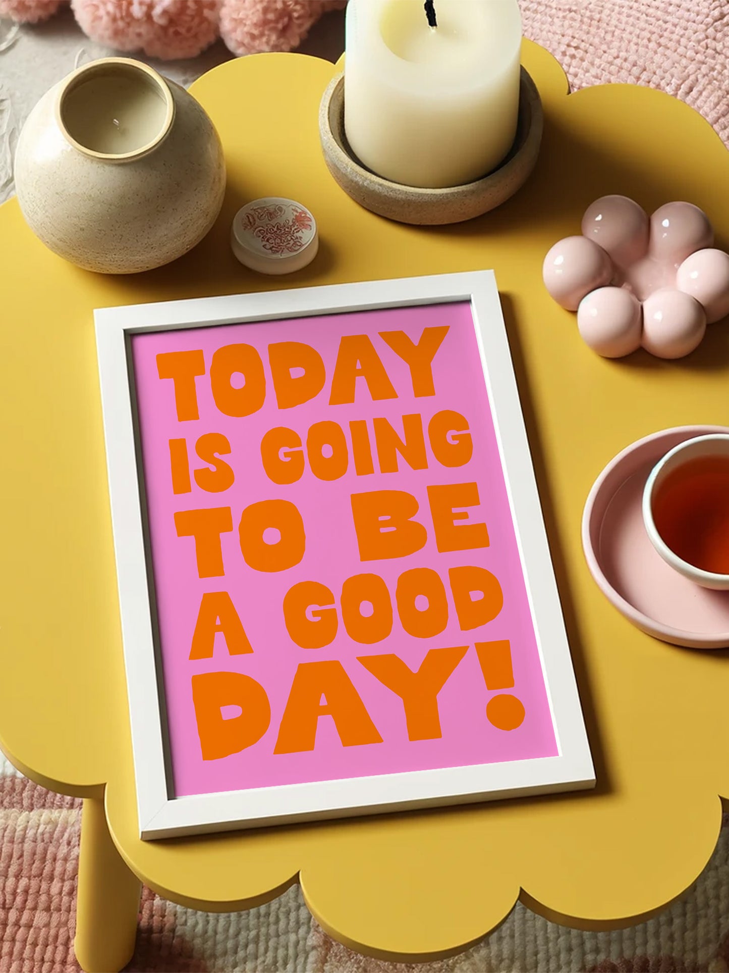 A Good Day Print, Pink And Orange | Download