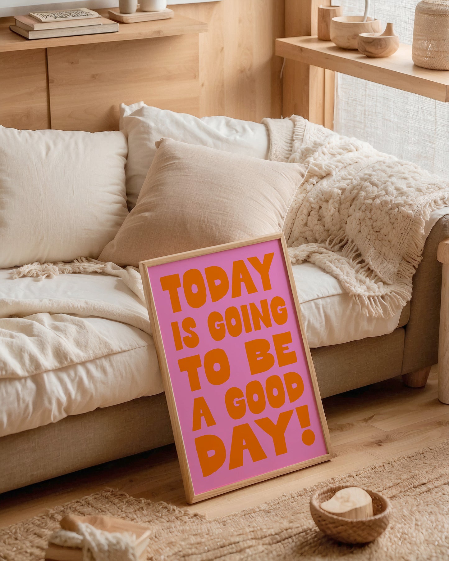 A Good Day Print, Pink And Orange | Download