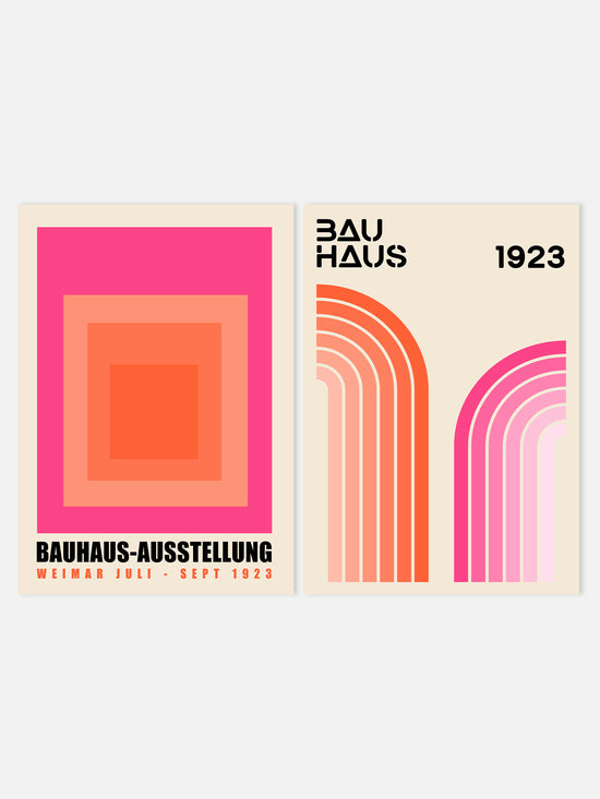 Set Of 2 Pink Bauhaus Prints | Digital Download