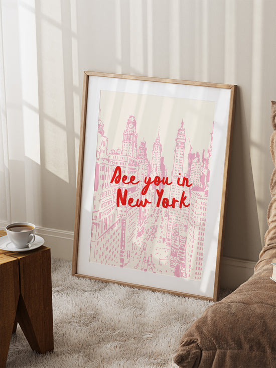 Trendy Pink And Red New York Poster