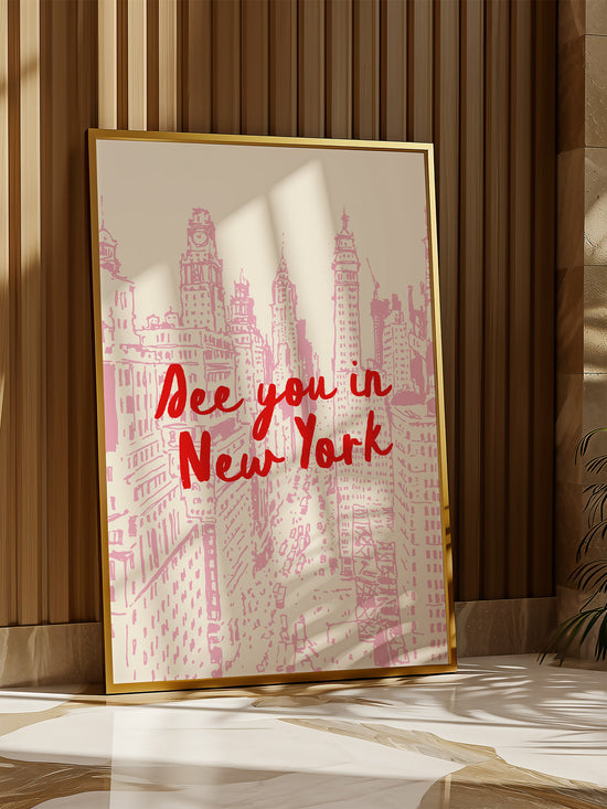 Trendy Pink And Red New York Poster