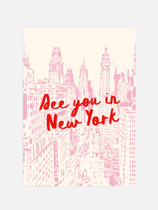 Trendy Pink And Red New York Poster