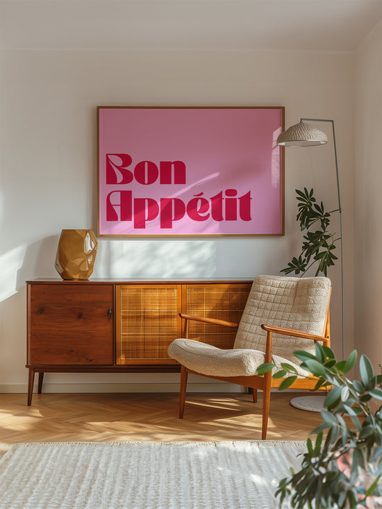 Pink And Red Bon Appetit Poster