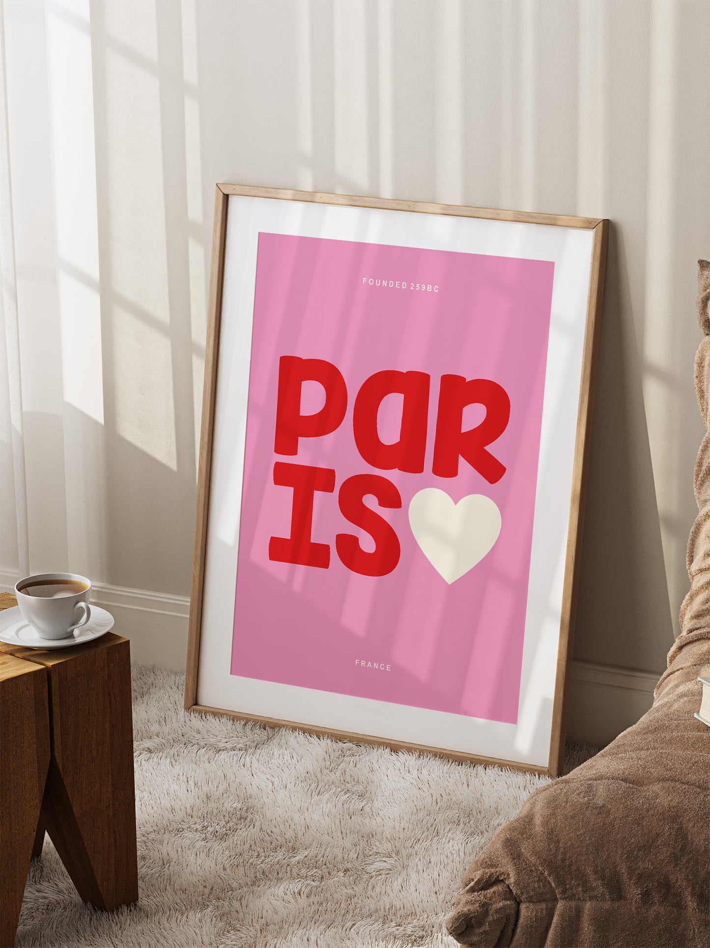 Paris Typography Poster | Pink And Red