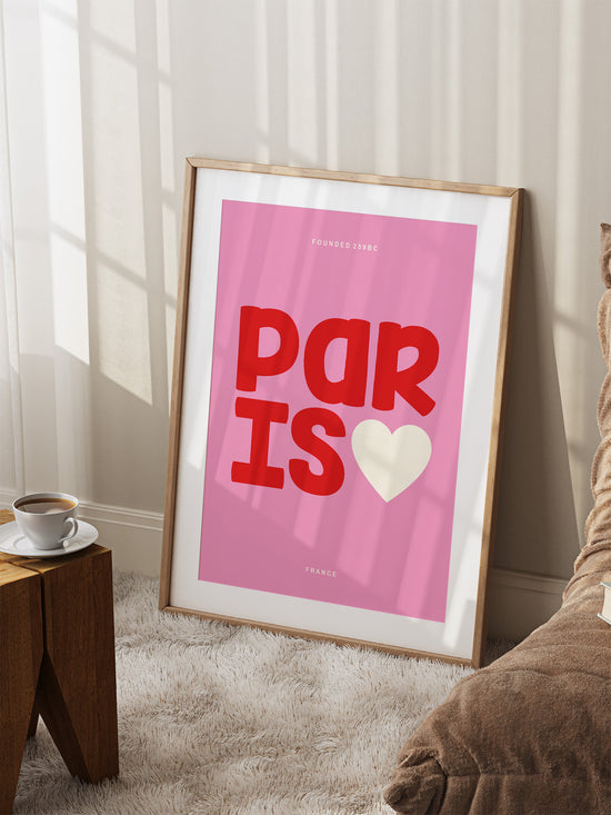 Paris Typography Poster | Pink And Red