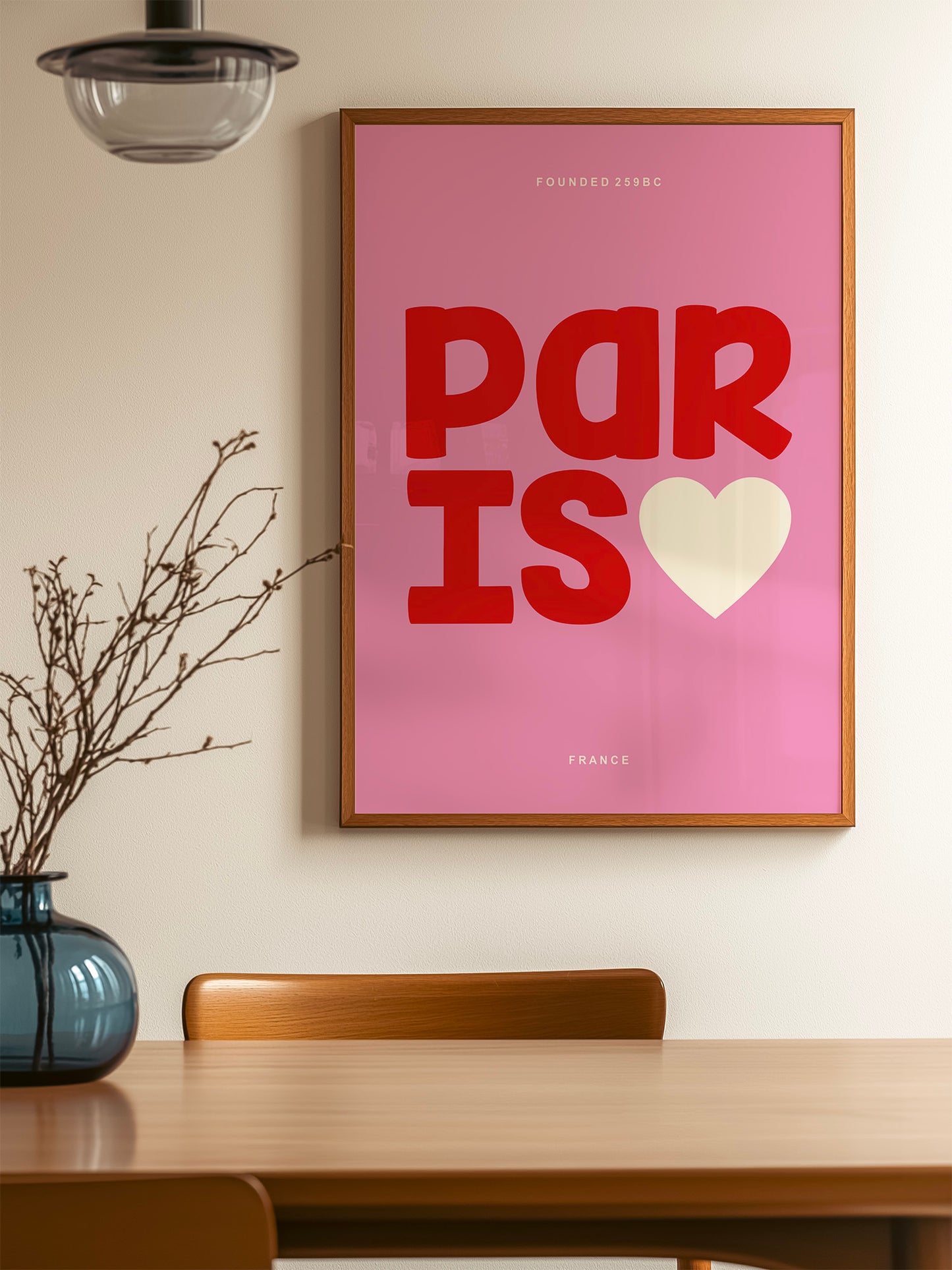Paris Typography Poster | Pink And Red