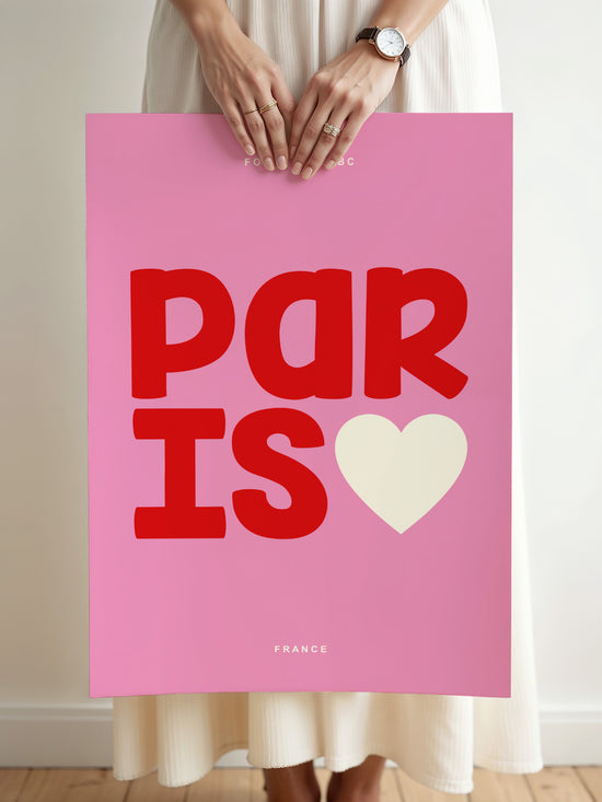 Paris Typography Poster | Pink And Red