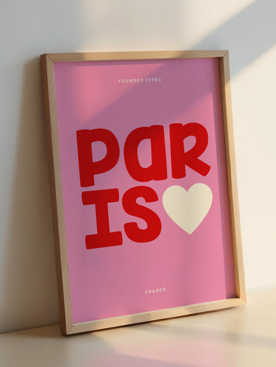 Paris Typography Poster | Pink And Red