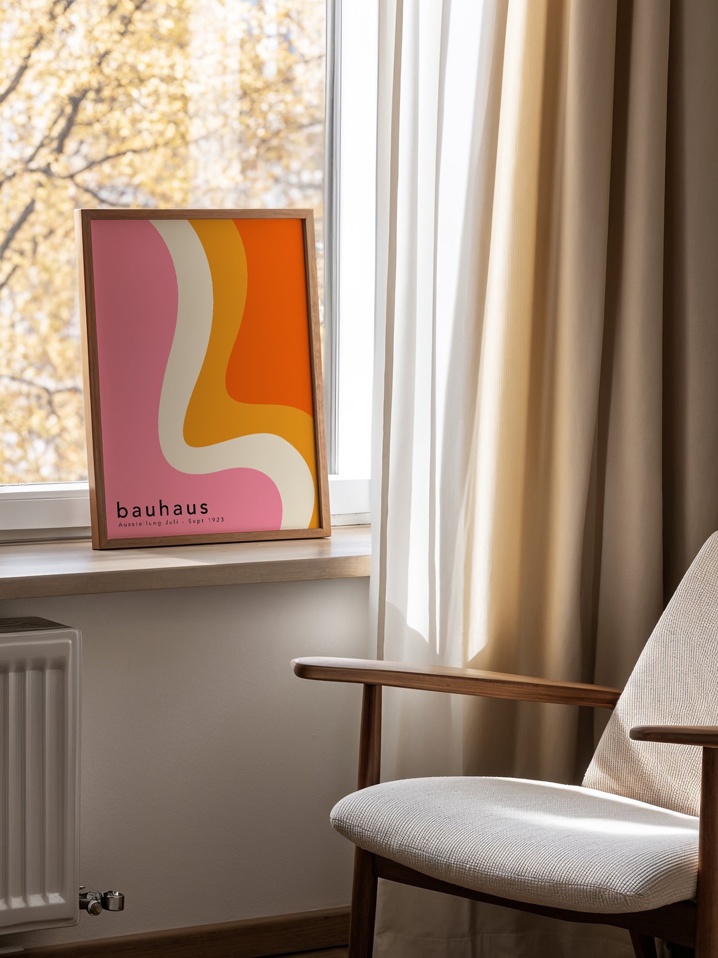 Set Of 3 Pink And Orange Bauhaus Prints | Unframed Geometric Wall Art