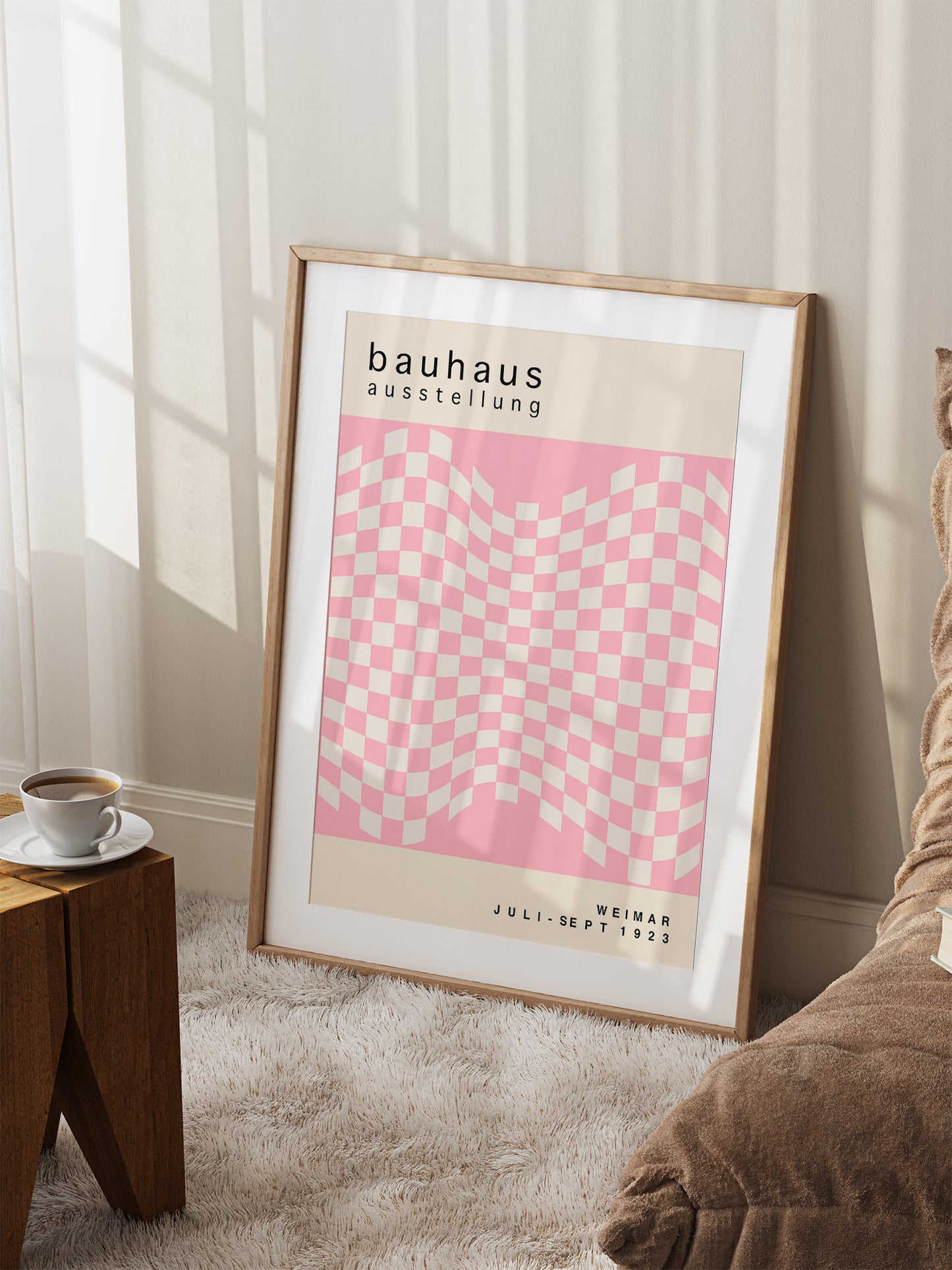 Pink Checks Bauhaus Poster