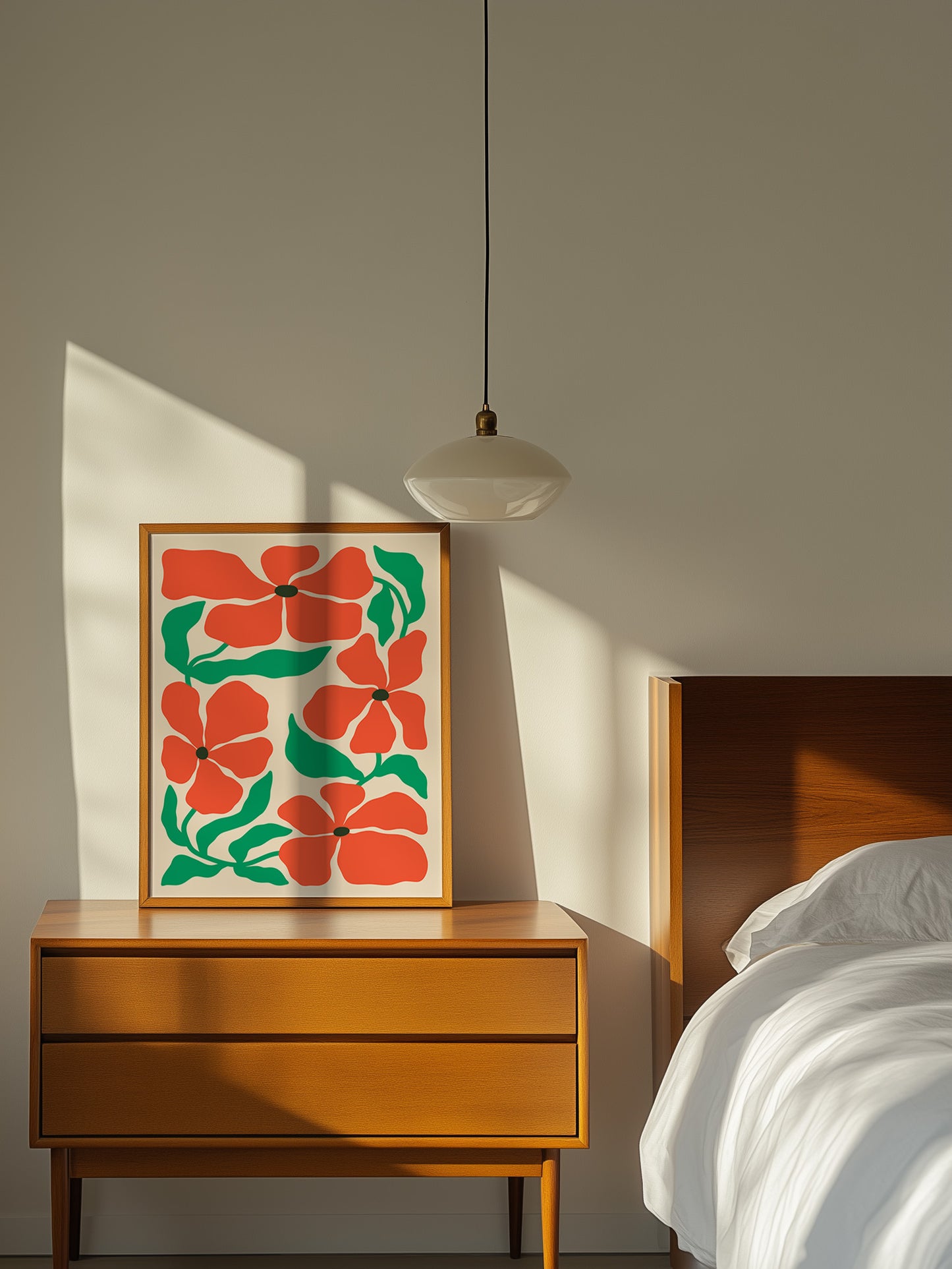 Red And Green Boho Flower Print