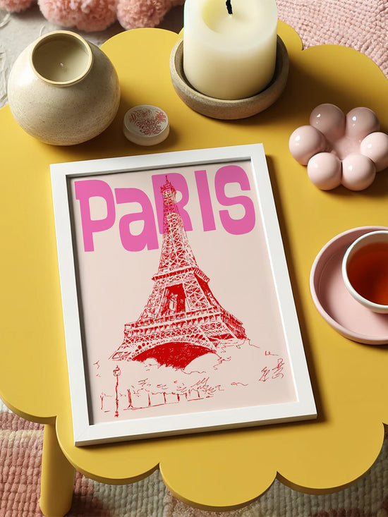 Paris Travel Poster | Pink And Red