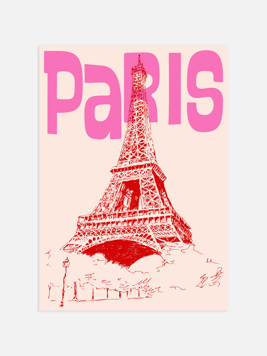 Paris Travel Poster | Pink And Red