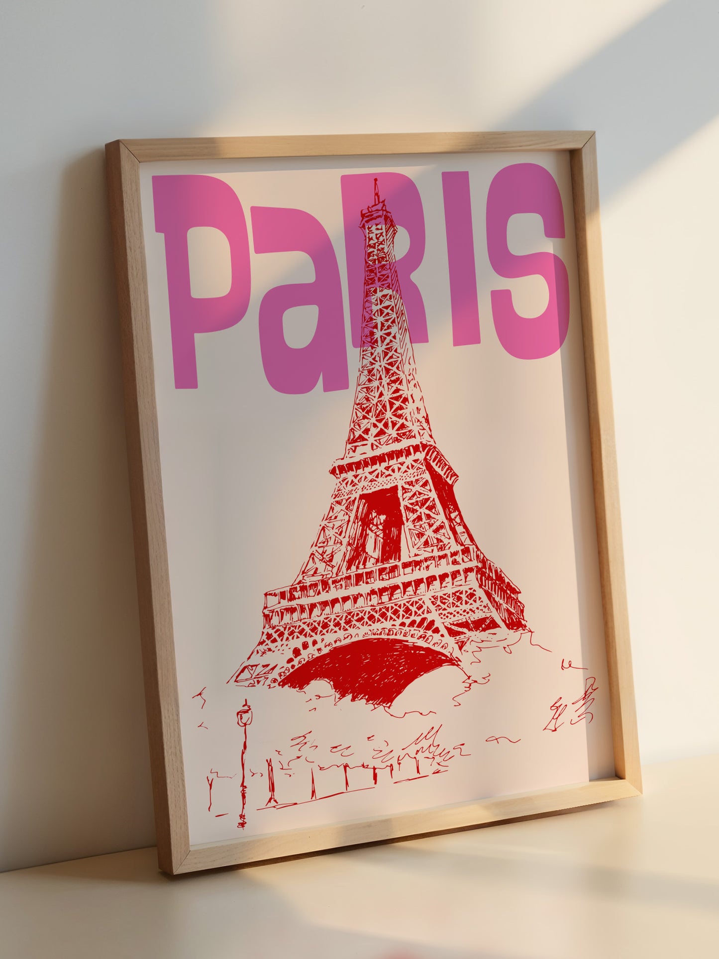 Paris Travel Poster | Pink And Red