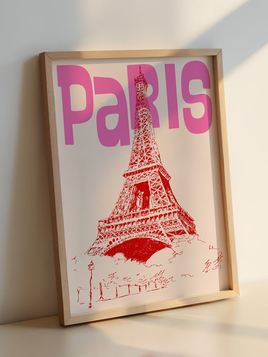 Paris Travel Poster | Pink And Red