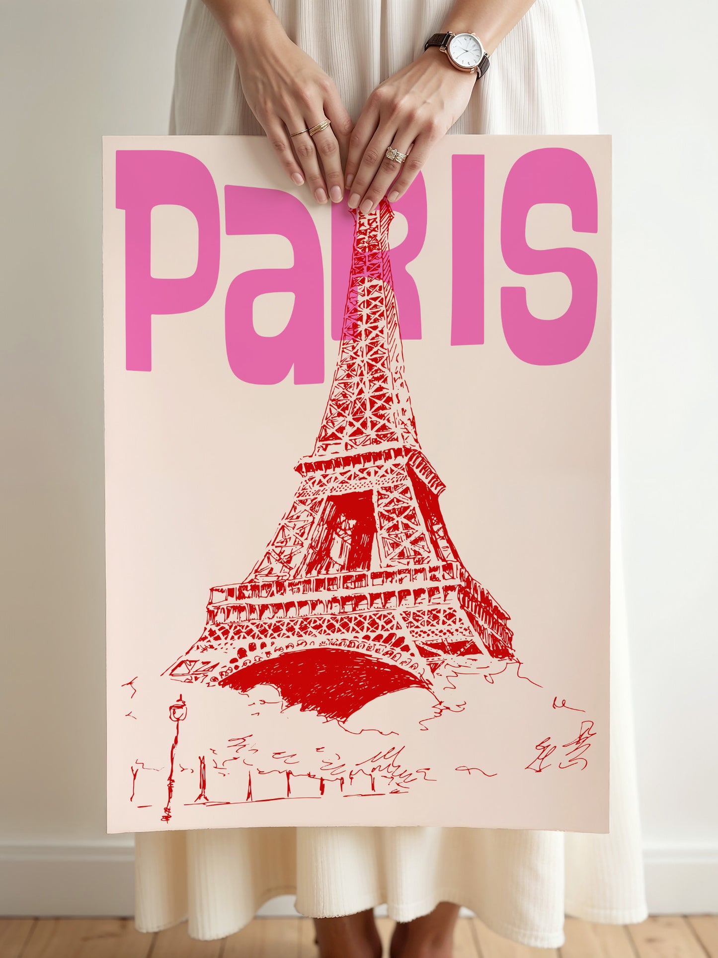 Paris Travel Poster | Pink And Red