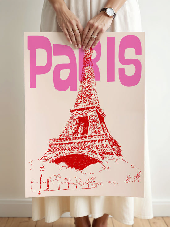 Paris Travel Poster | Pink And Red