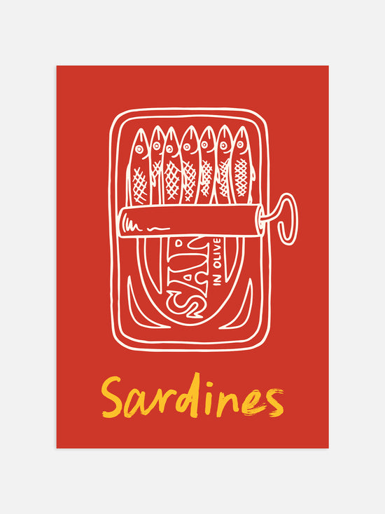 Retro Sardines Print - Red